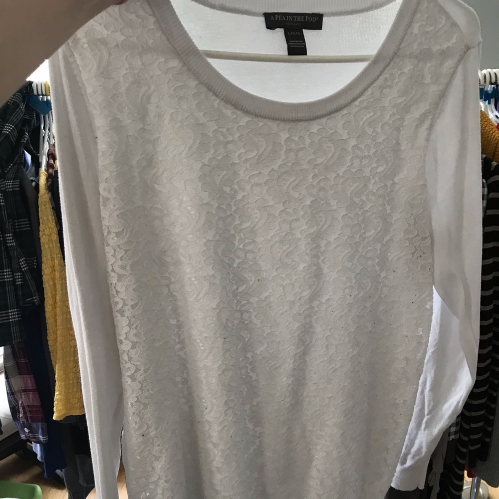 Pea in the Pod White detailed maternity Sweater